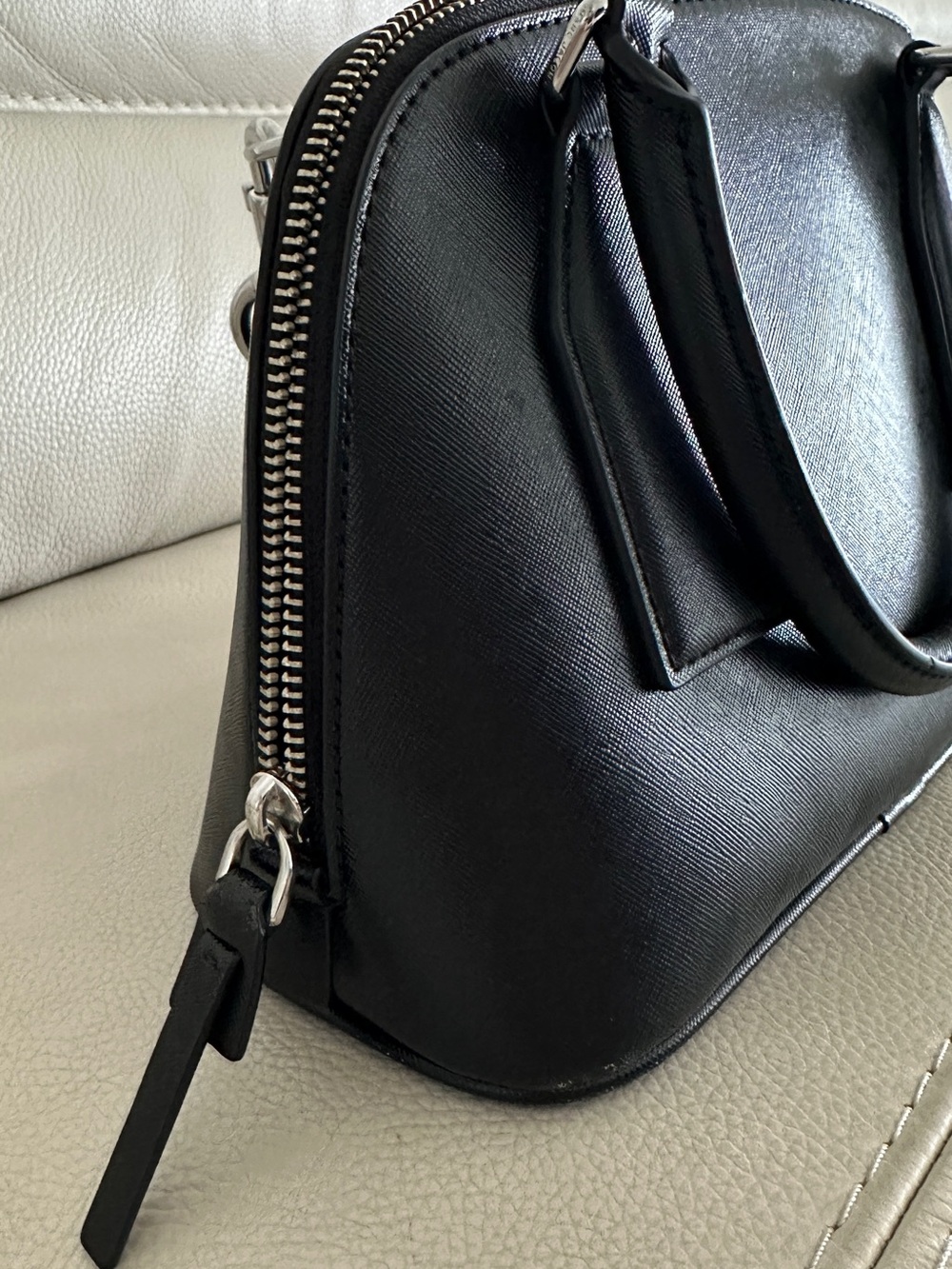 Marc Jacobs Black Leather Dome Satchel with Webbing Strap - Picture 5 of 9